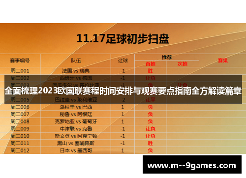 全面梳理2023欧国联赛程时间安排与观赛要点指南全方解读篇章